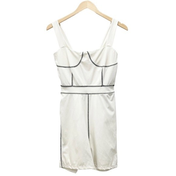 WeWoreWhat Corset Bodysuit Ivory With Black Contrast Stitch Women’s Size Medium - Picture 2 of 12